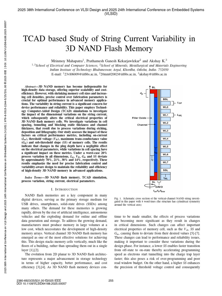 TCAD Based Study of String Current Variability in 3D NAND Flash Memory ...