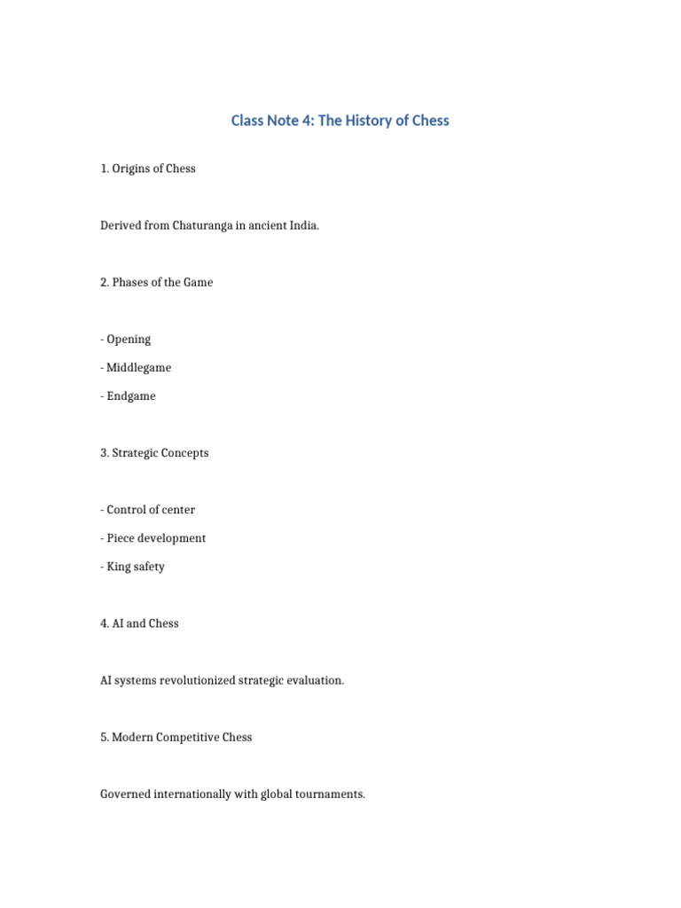 Class Note 4 Chess | PDF