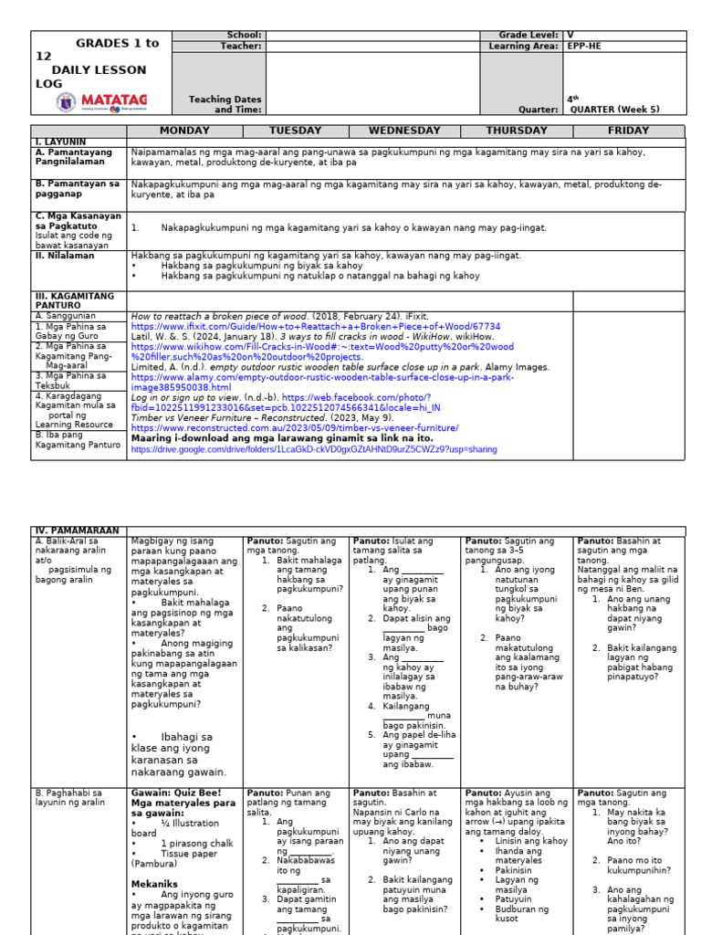 DLL Epp Ia 5 q4 w5 | PDF