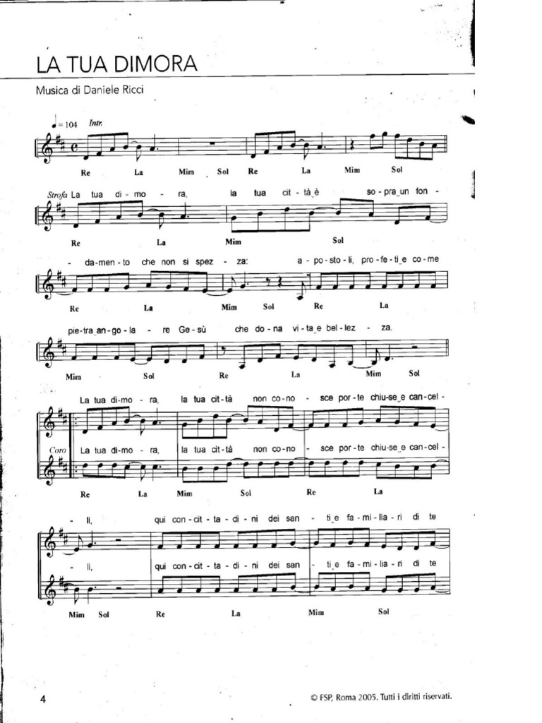 Daniele Ricci - La Tua Dimora | PDF