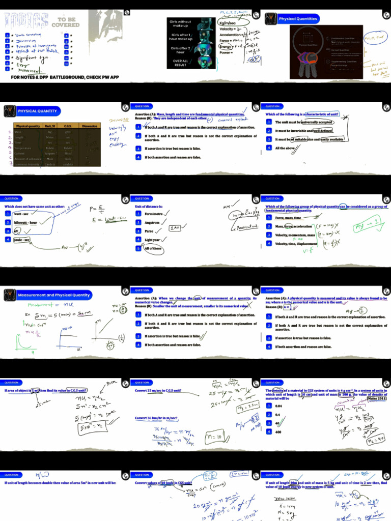Units and Measurements (One Shot) - Class Notes | PDF