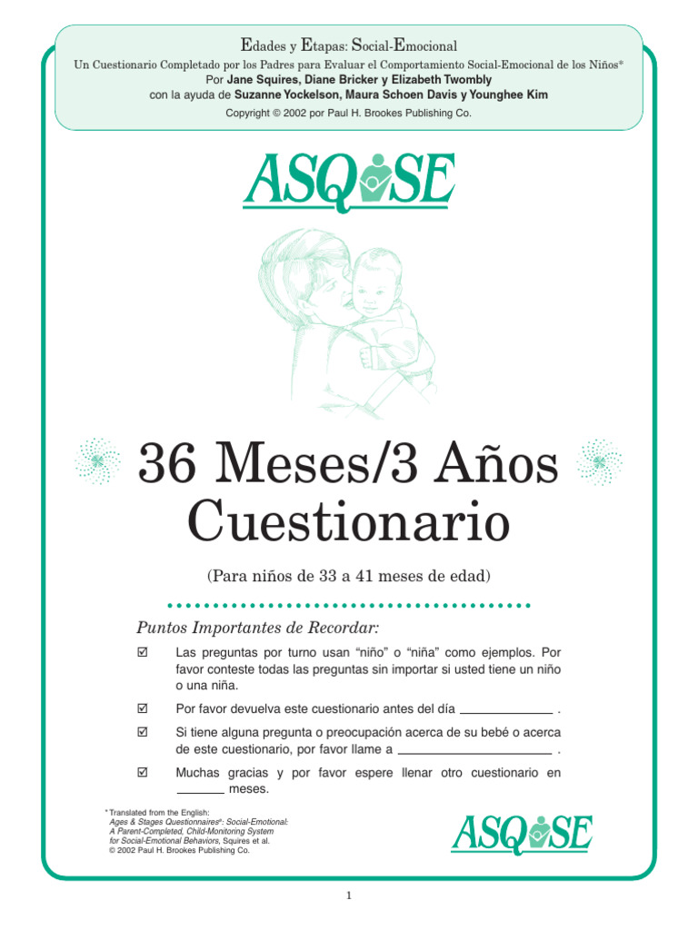 Span. 36MONTH QUESTIONNAIRE | PDF