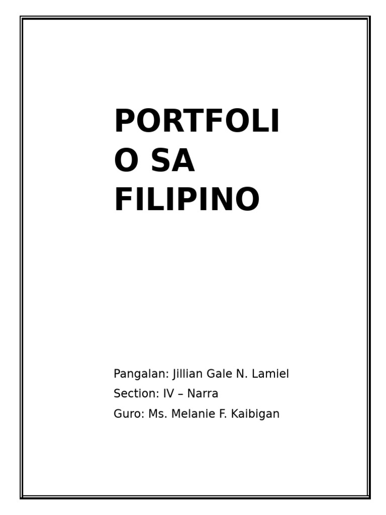 Portfolio Sa Filipino | PDF