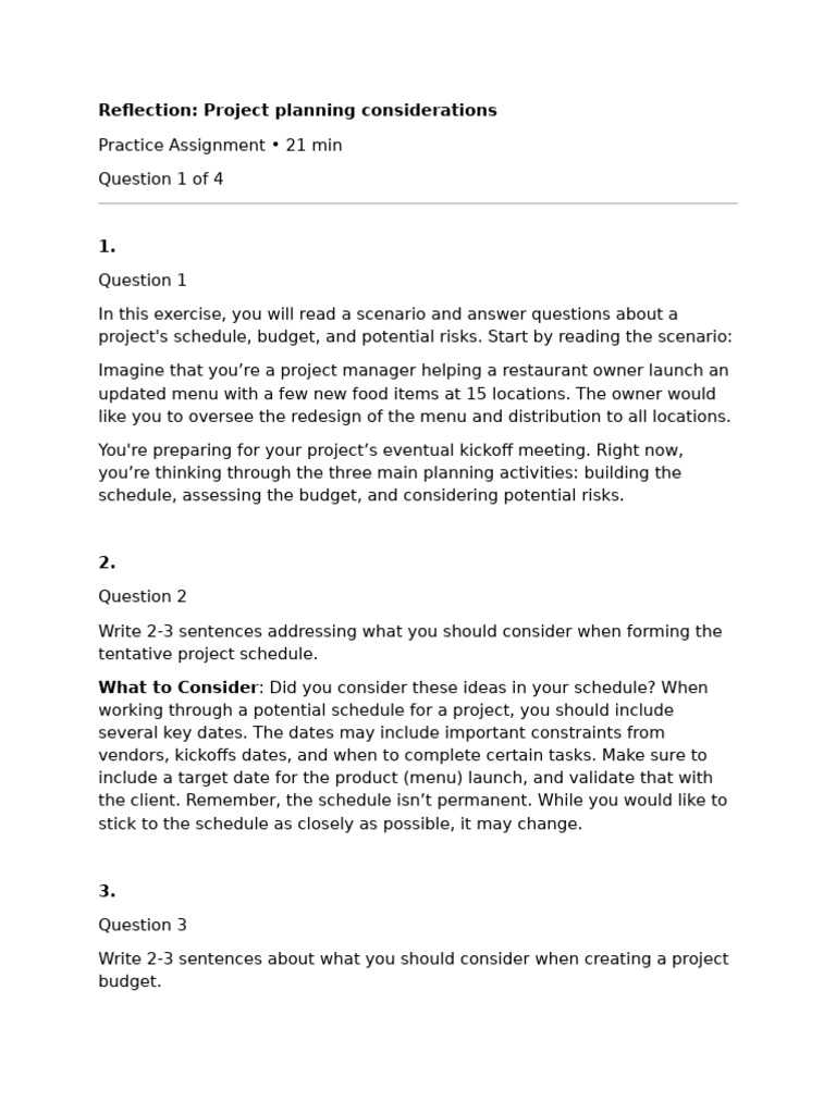 3.1.5 Reflection Project Planning Considerations | PDF | Business
