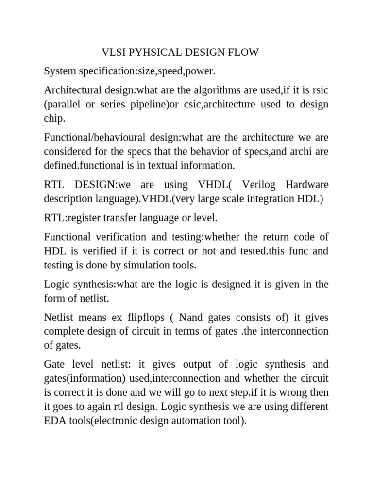 Vlsi Pyhsical Design Flow | PDF | Hardware Description Language | Logic ...