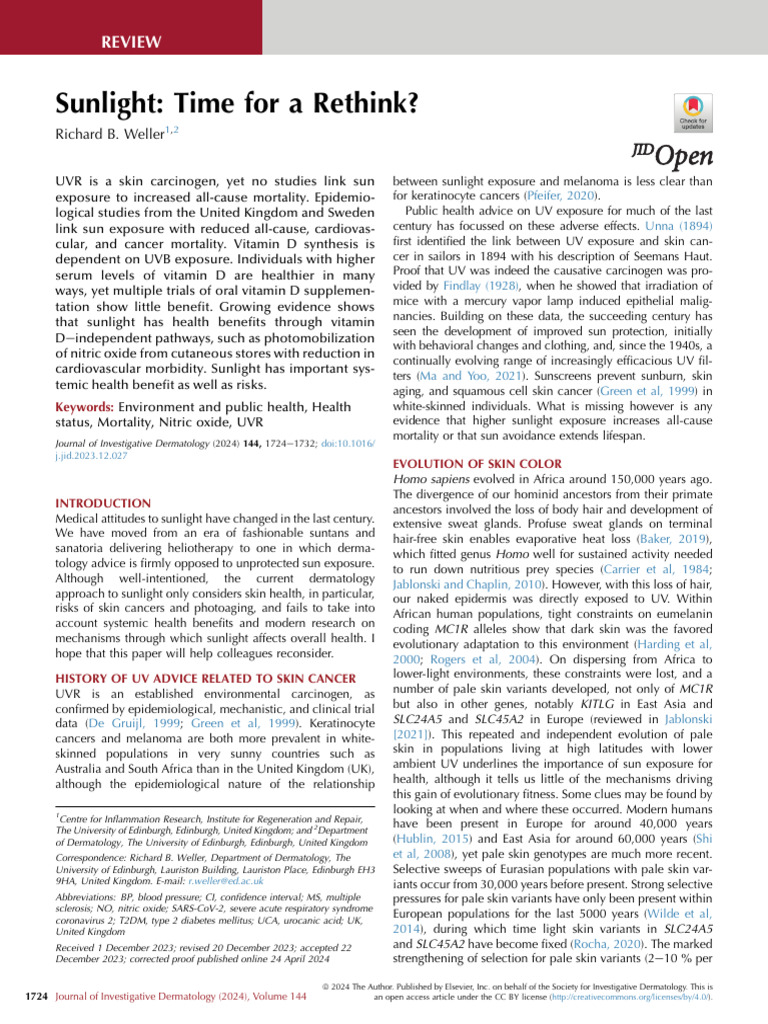 Sunlight - Time For A Rethink | PDF | Vitamin D | Ultraviolet