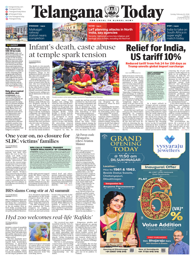 TelanganaToday TT 22-02-2026 | PDF | Zoo | Weaving