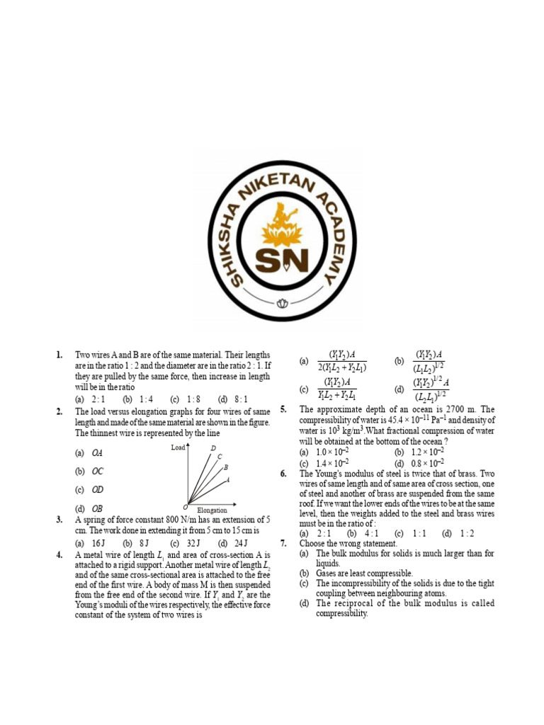 Mechanical Properties of Solids | PDF | Young's Modulus | Deformation ...