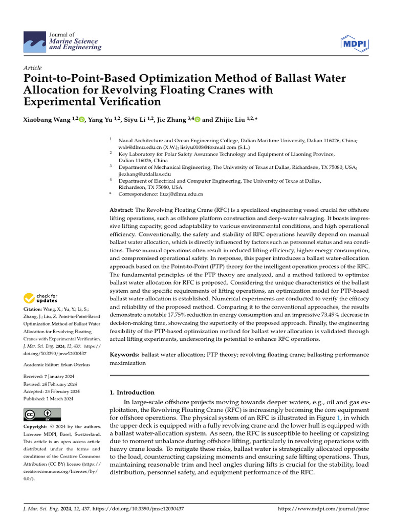 Point-To-Point-Based Optimization Method of Ballast Water Allocation ...