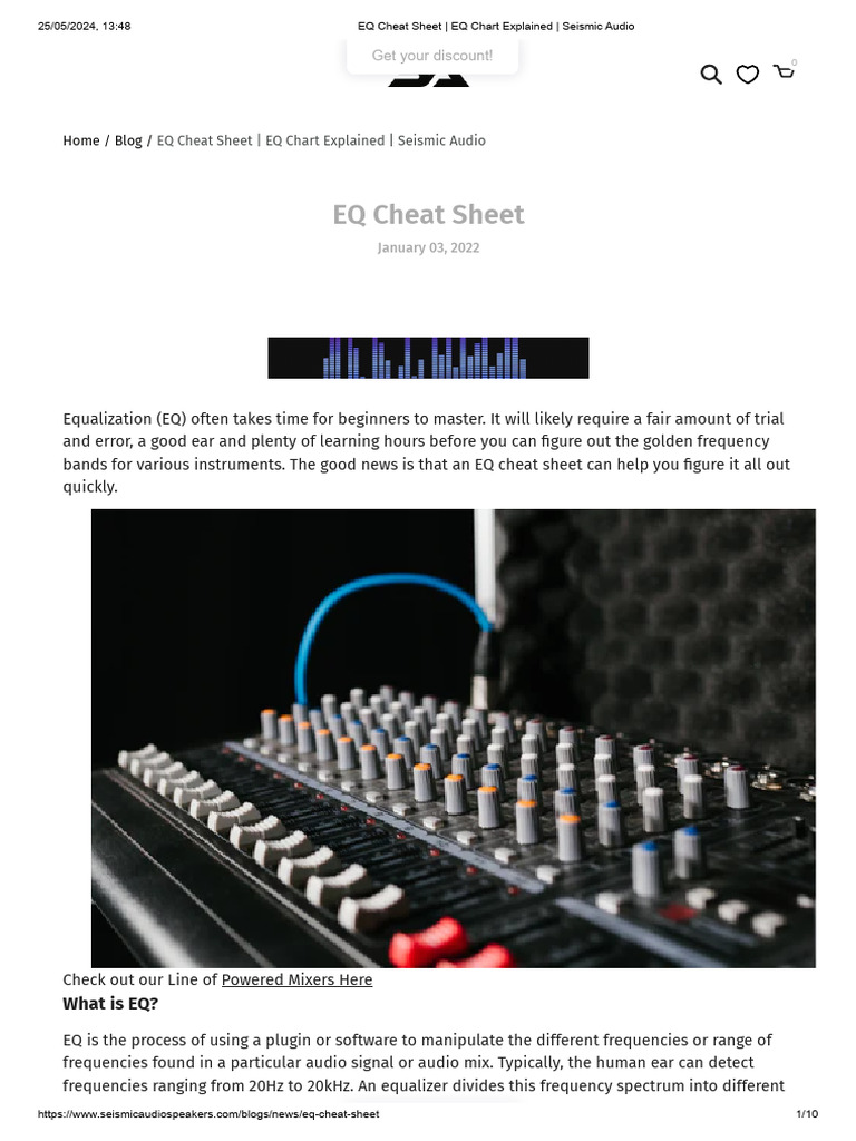 EQ Cheat Sheet - EQ Chart Explained - Seismic Audio | PDF | Guitars ...