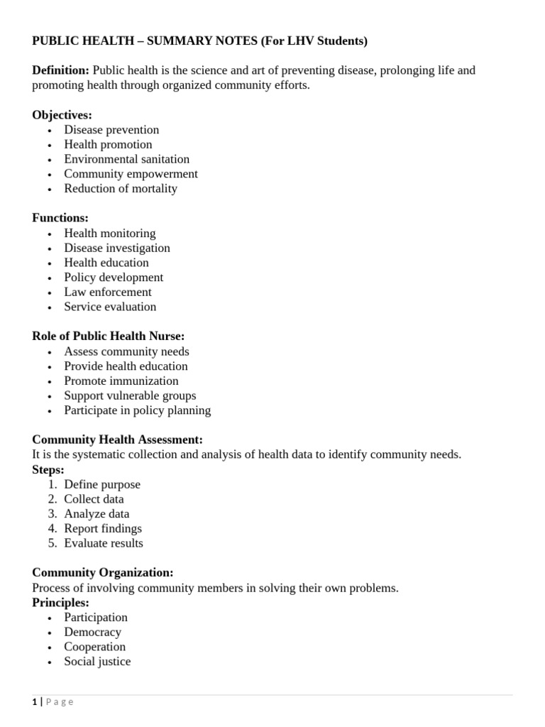 Public Health Notes | PDF