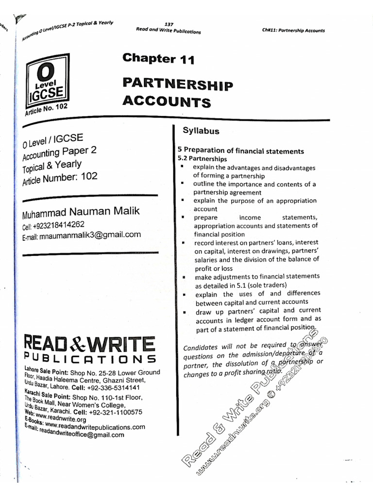 Partnership Accounts Practice Questions | PDF