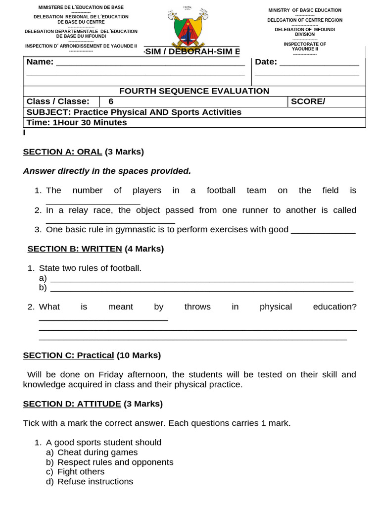 Practice Physical and Sports Activities Class 6 | PDF