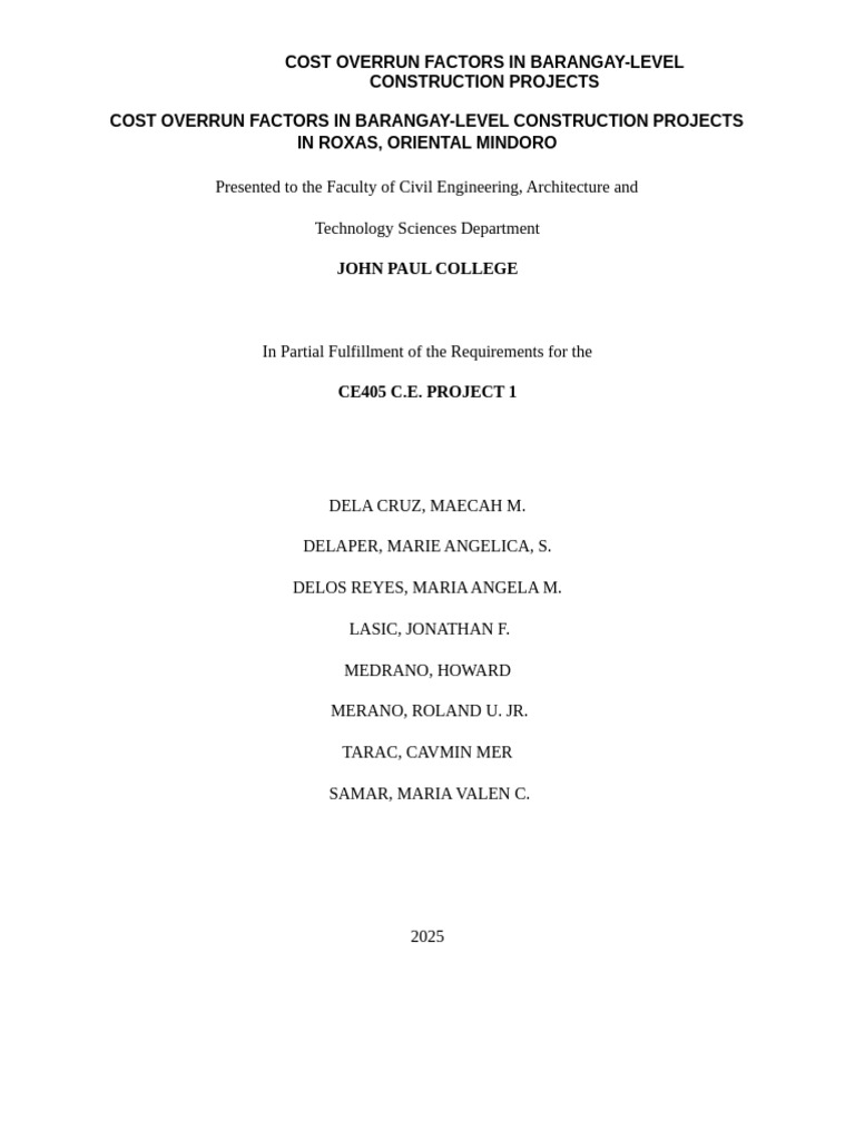 Manuscript Outline Thesis1 | PDF | Project Management | Infrastructure
