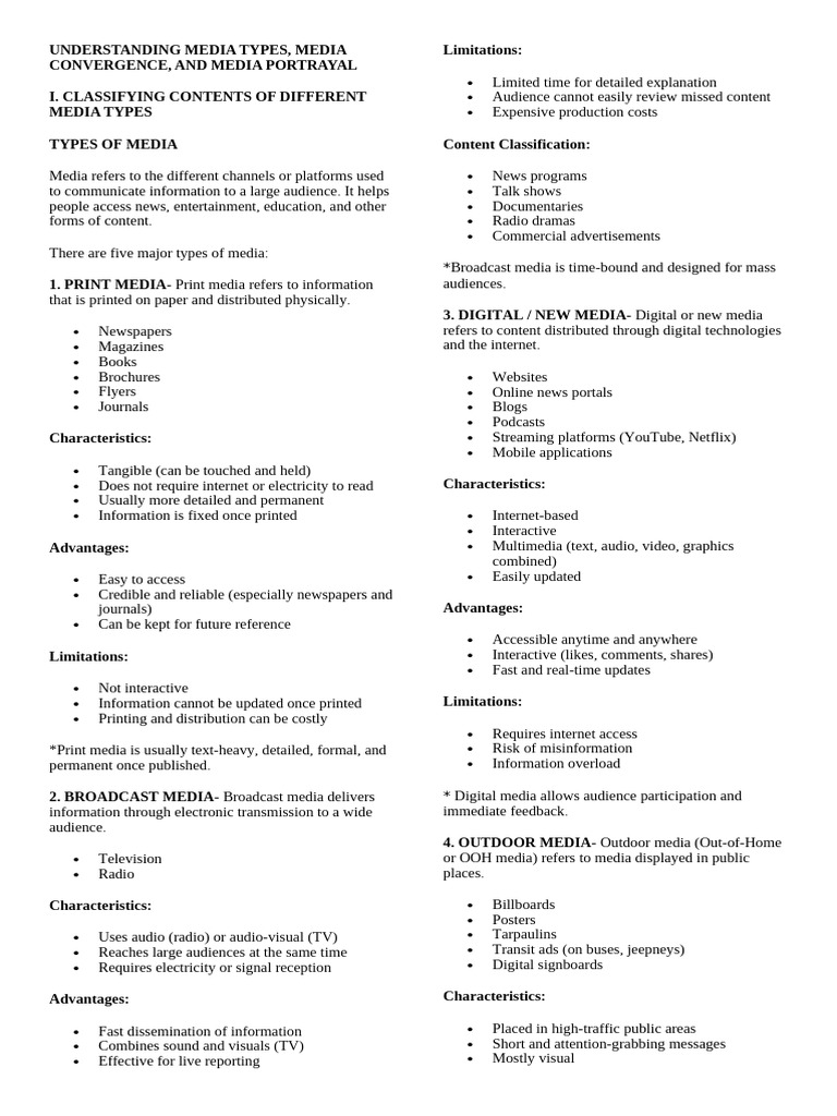 Understanding Media Types | PDF | Mass Media | Popular Culture & Media ...