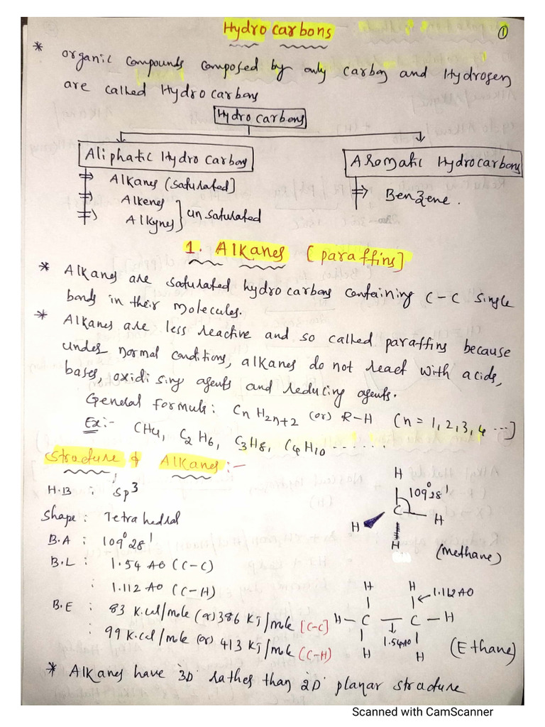 Alkanes Notes For JEE and Home Work Sheet-1 | PDF