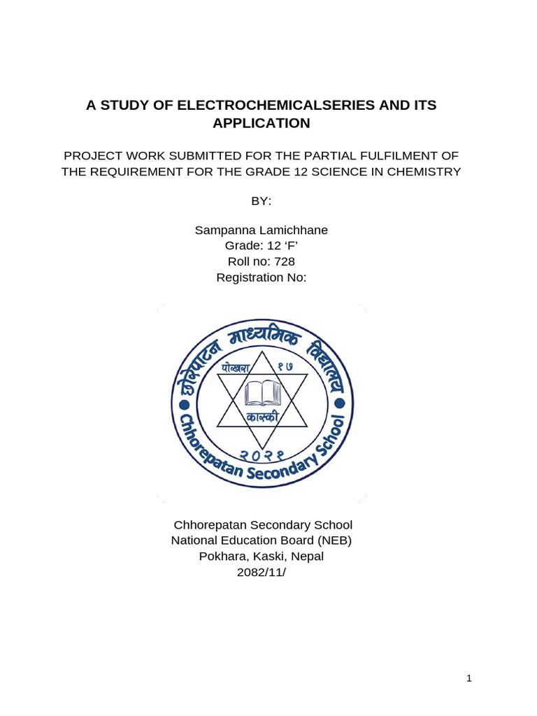 A Study of Electrochemical Series and Its Application | PDF | Redox ...