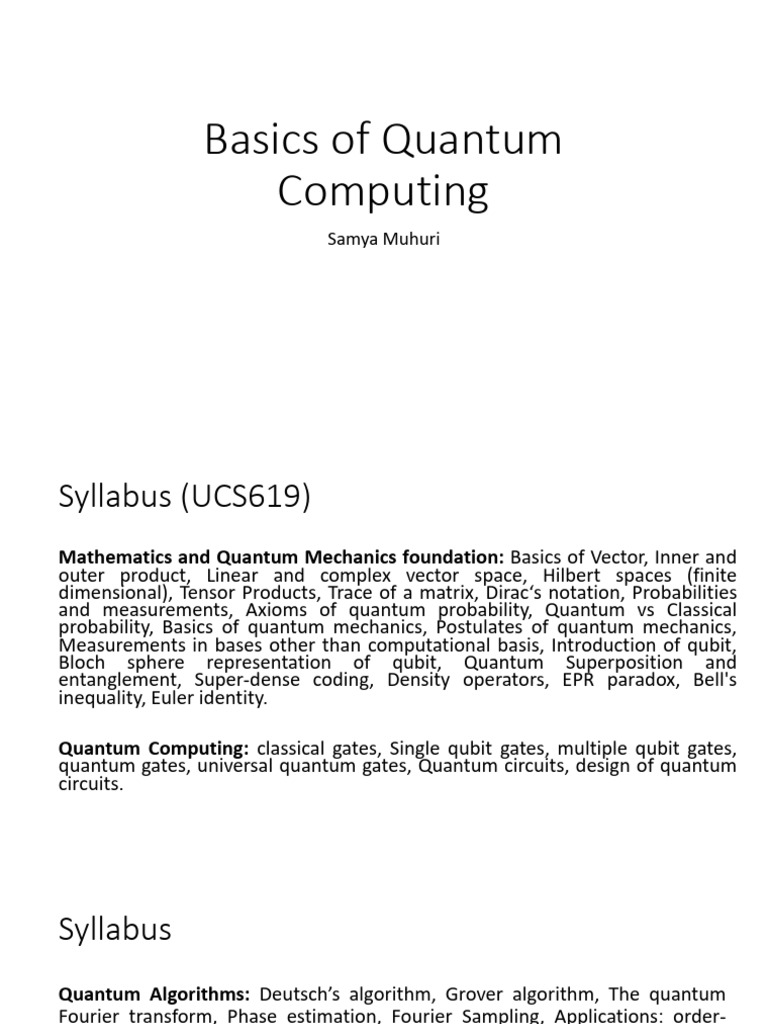 Basics of Quantum Computing | PDF | Quantum Computing | Theoretical ...