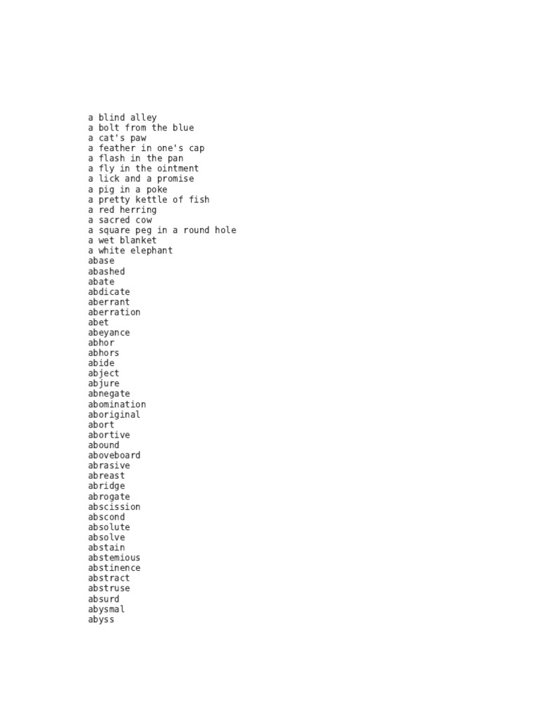 Unique Words List | PDF