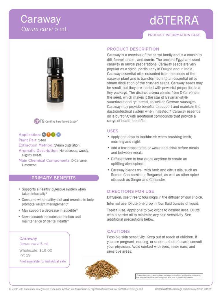 Doterra Caraway Essential Oil | PDF | Essential Oil