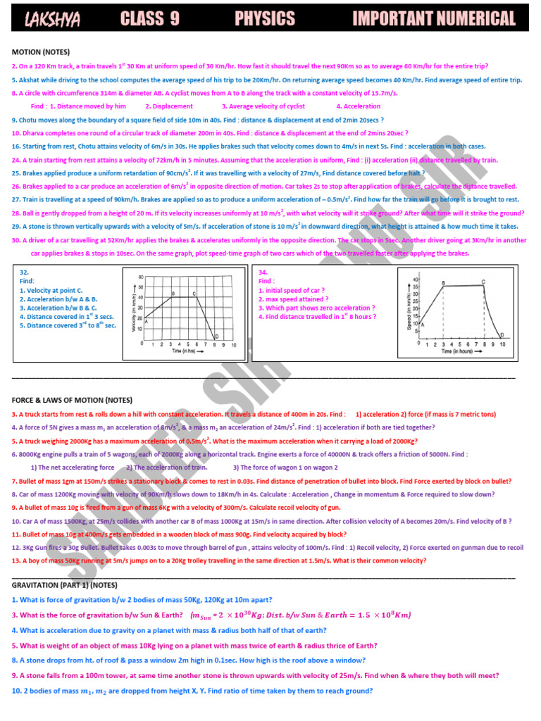 Imp Qs 9th Physics Numerical | PDF | Sound | Frequency