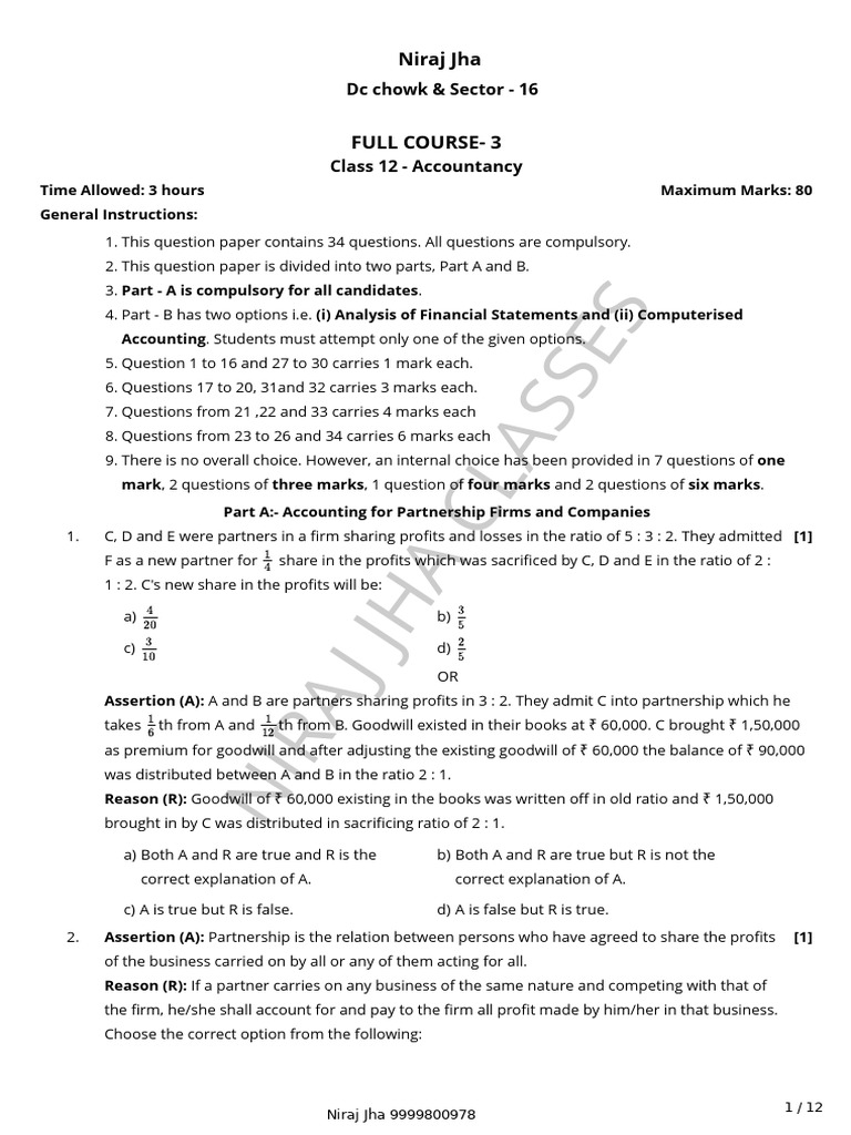 Full Course Test - 3 | PDF