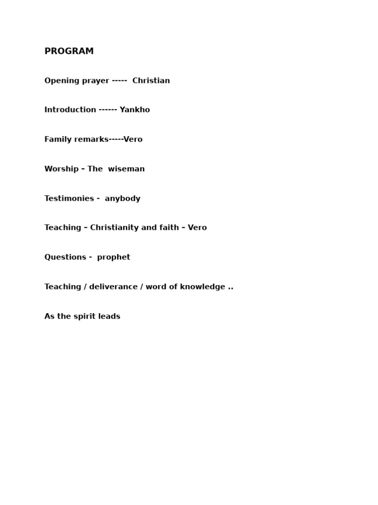 Night of Prayer Program | PDF