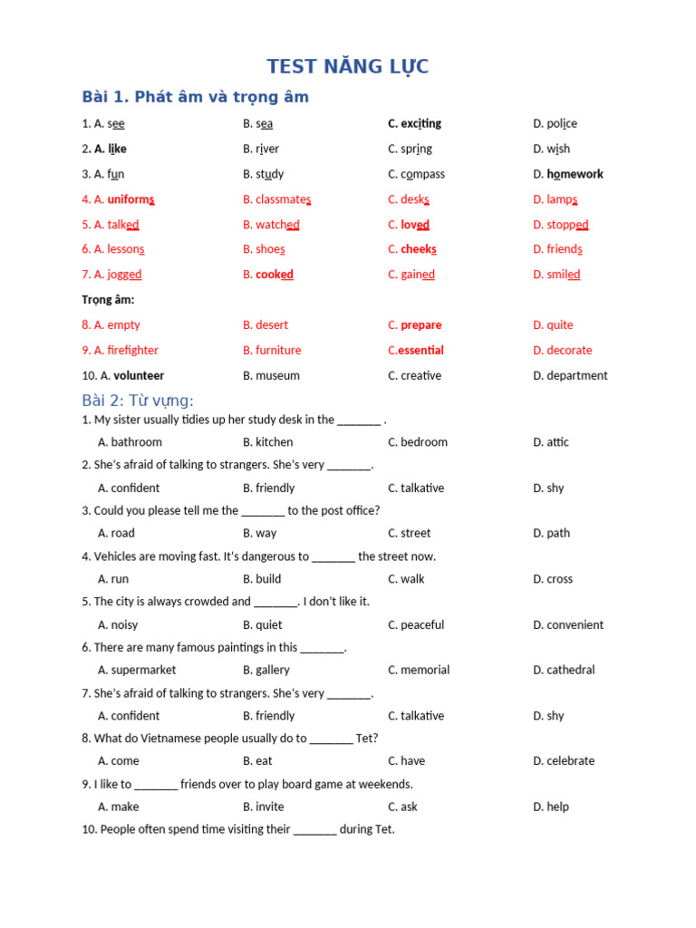 Test Năng L C | PDF