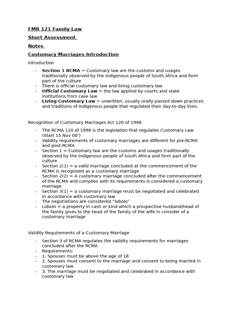 Customary Marriages Introduction | PDF | Marriage | Social Conventions