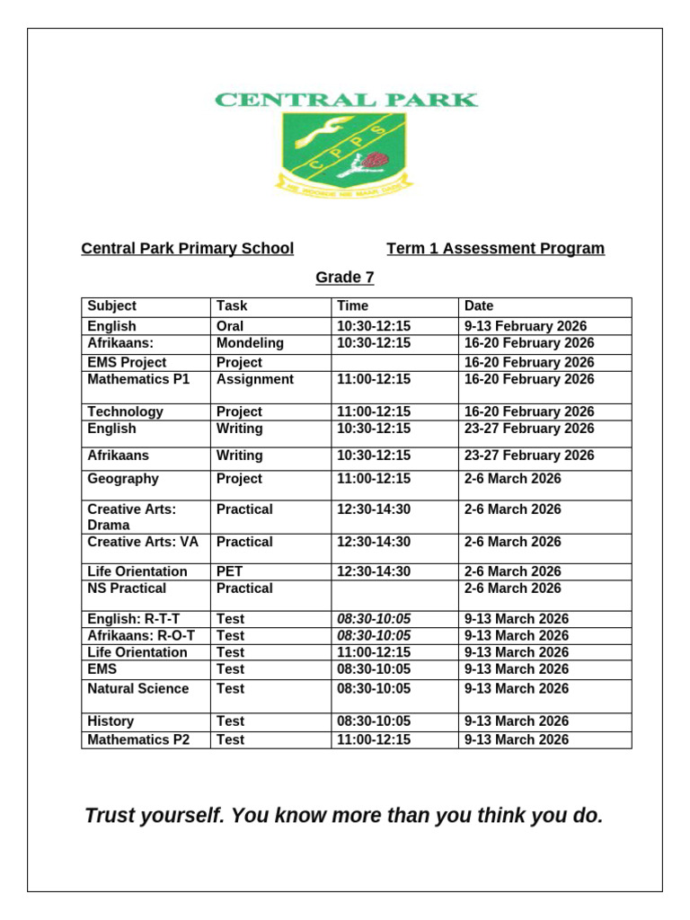 Grade 7 Assessment Program Term 1 | PDF