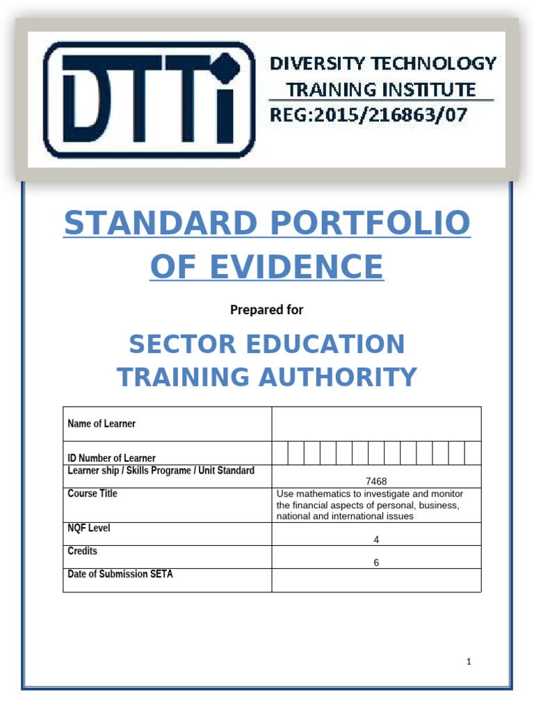 Saqa 7468 Poe | PDF | Educational Assessment | Expense