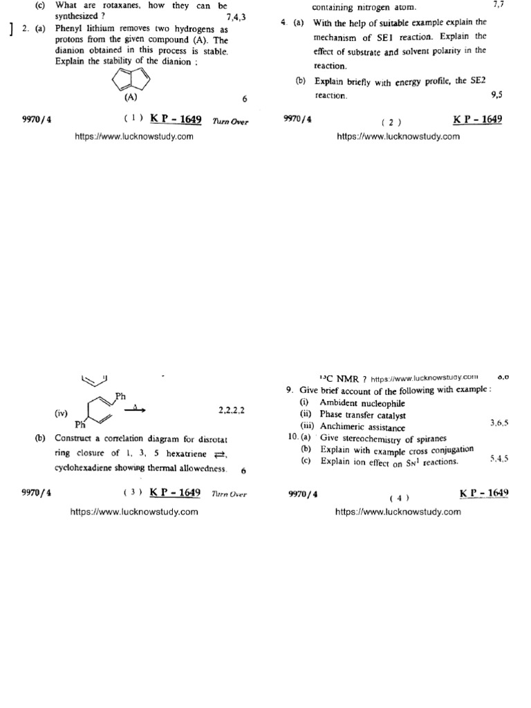 MSC 1 Sem Chemistry p2 Organic Chemistry 9970 2023 | PDF