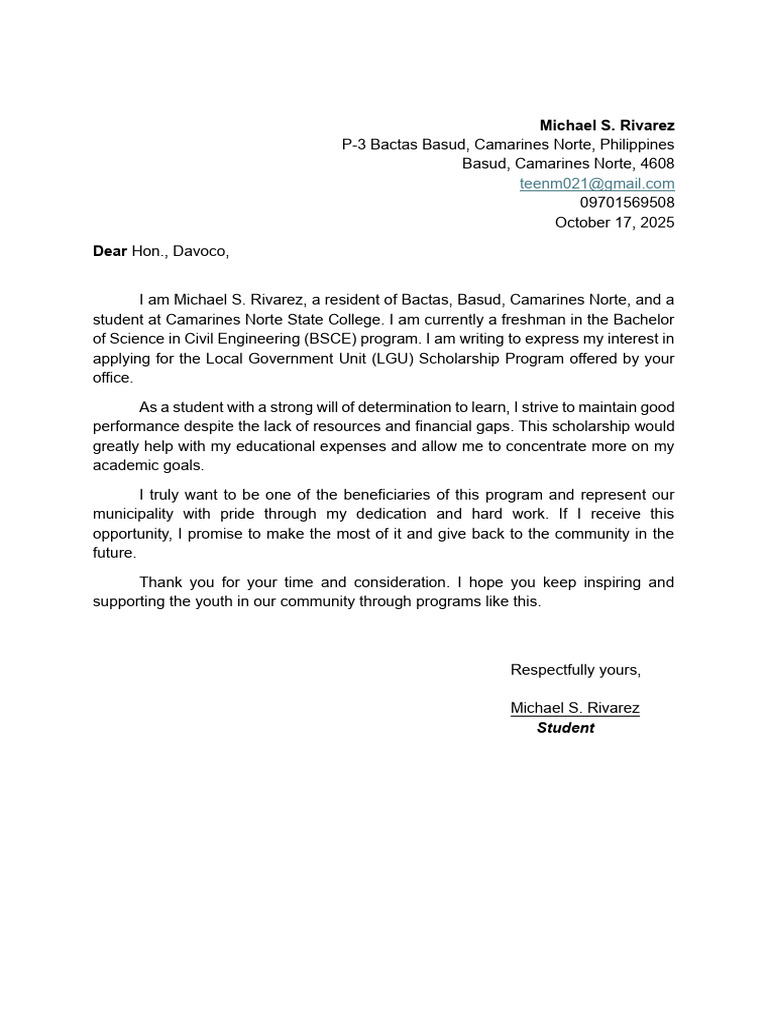 Application Letter | PDF