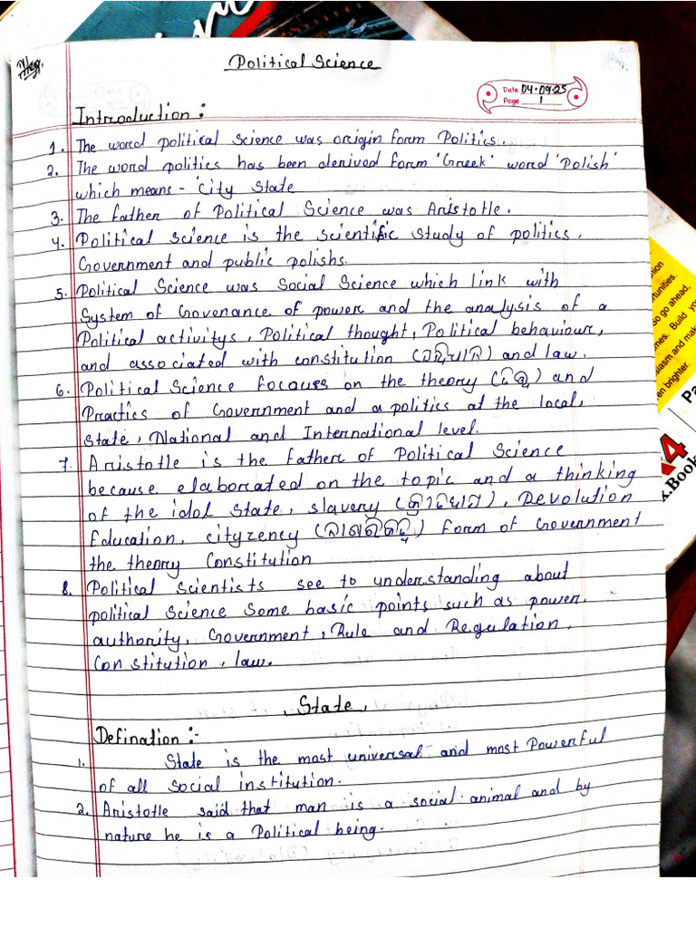 Political Science Detailed Notes | PDF