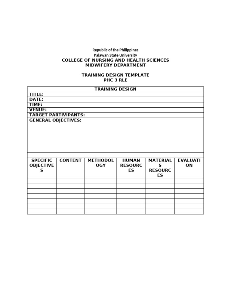 Training Design Template | PDF