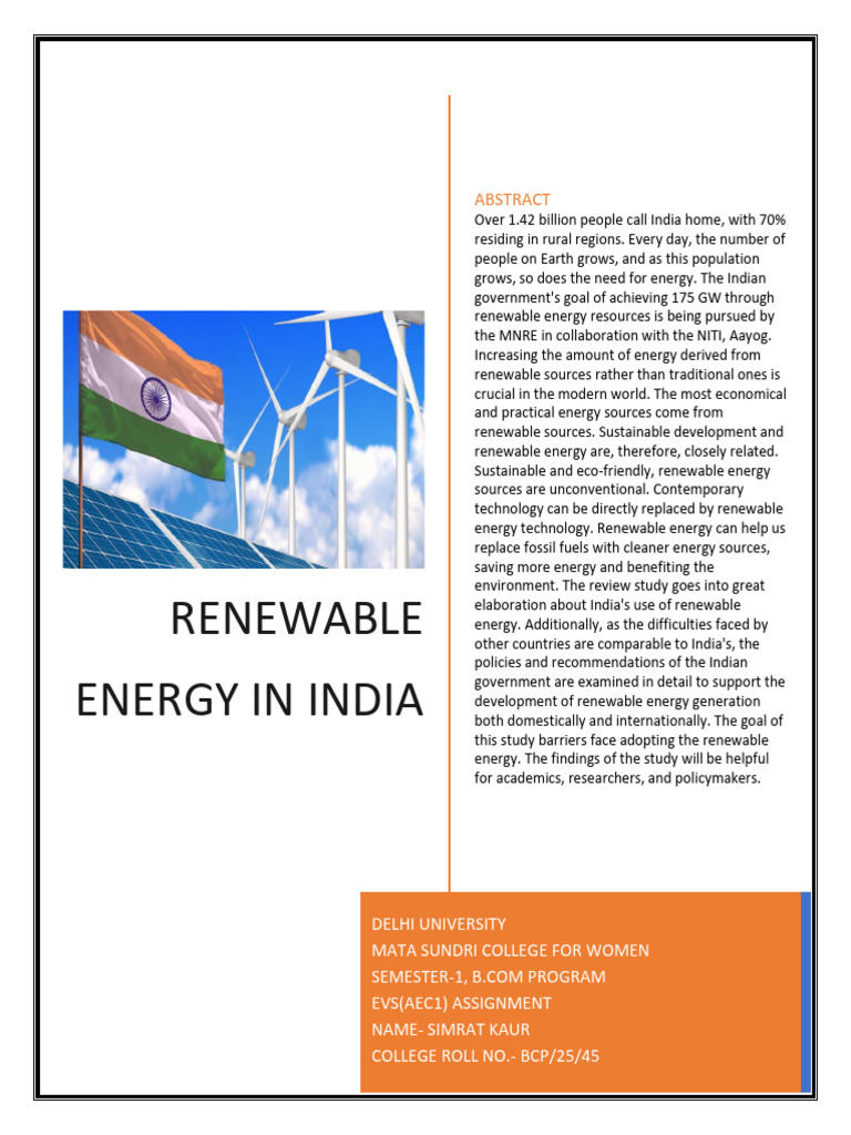Renewable Energy in India | PDF | Renewable Energy | Energy Development