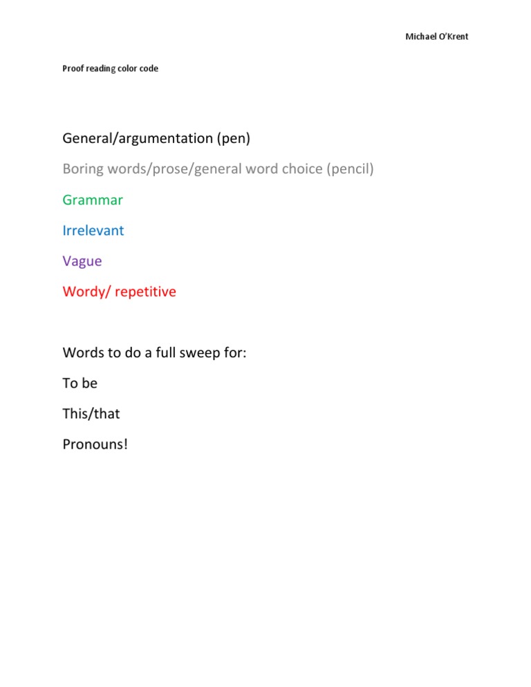 Proof Reading Color Code | PDF | Foreign Language Studies | Poetry