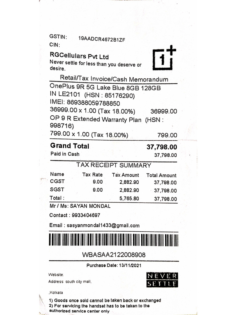 OnePlus PH Bill | PDF