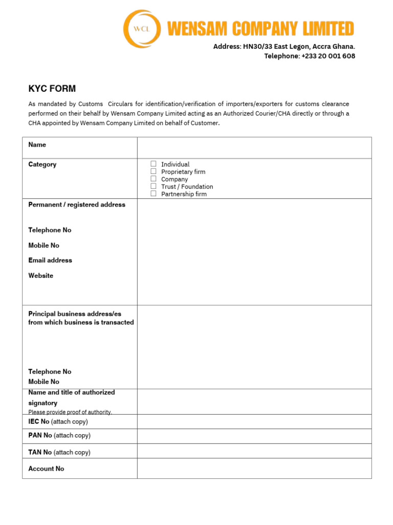 KYC Form PDF | PDF | Identity Document | Access Control