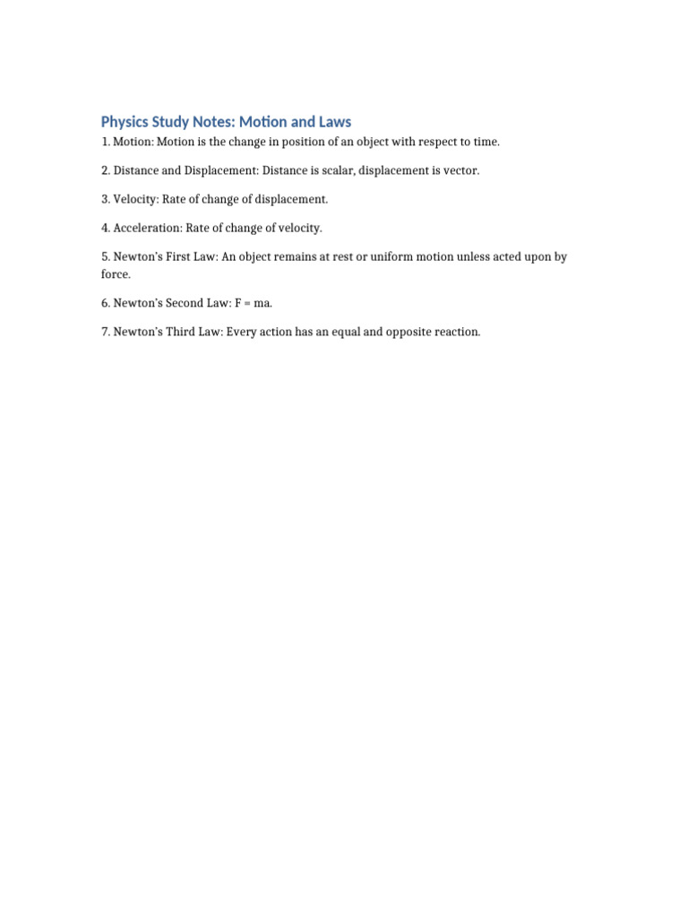 Physics Study Notes | PDF