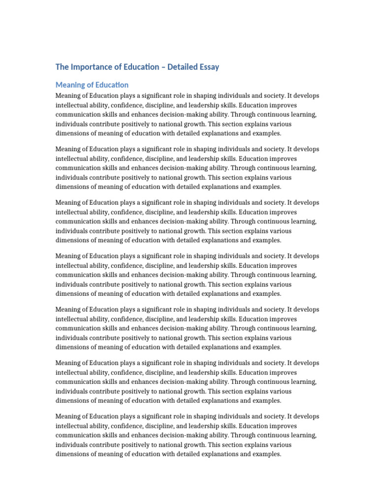 Importance of Education 10 Pages | PDF | Leadership | Skill