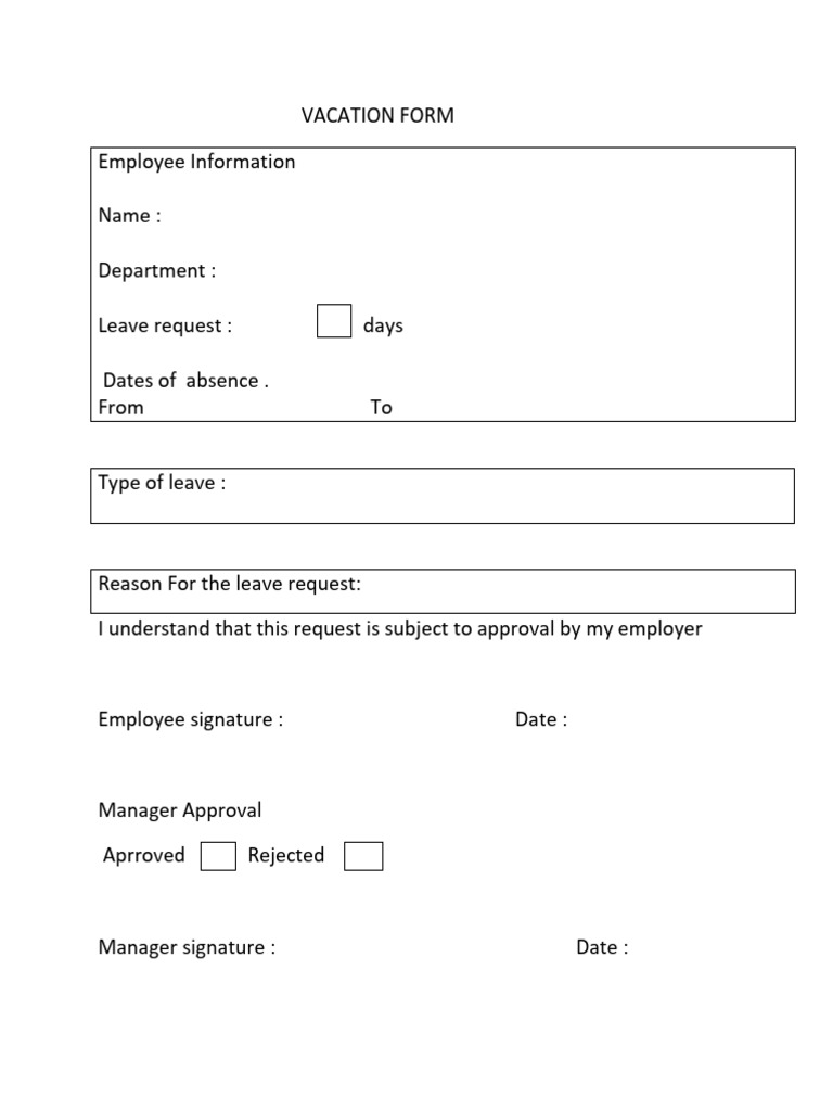 Vacation Form | PDF