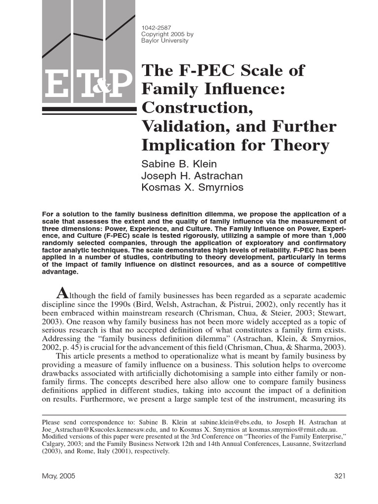 The F PEC Scale of Family Inluence Const | PDF | Factor Analysis ...