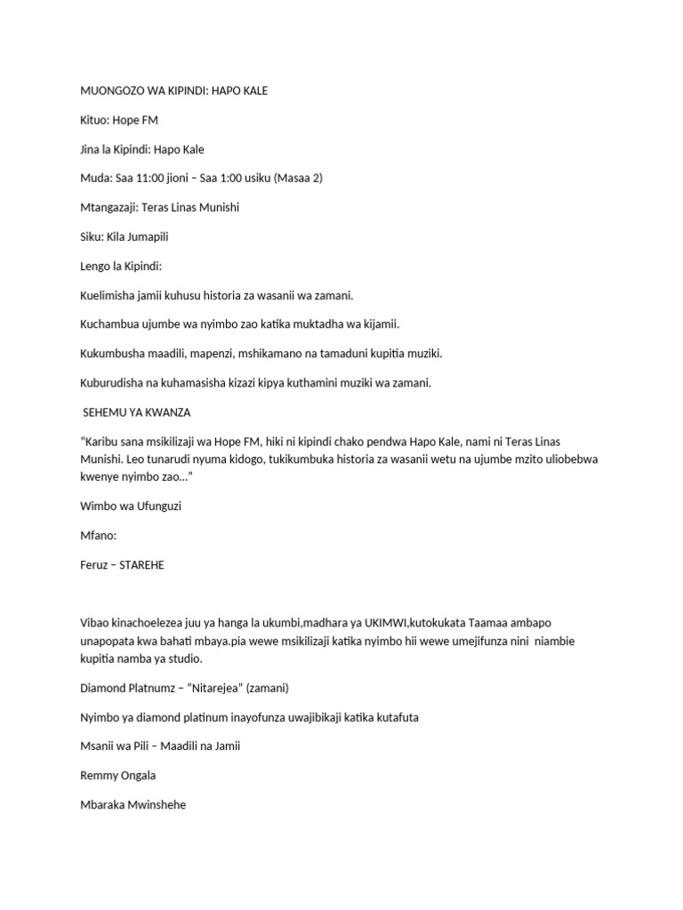 Hapo Kale | PDF
