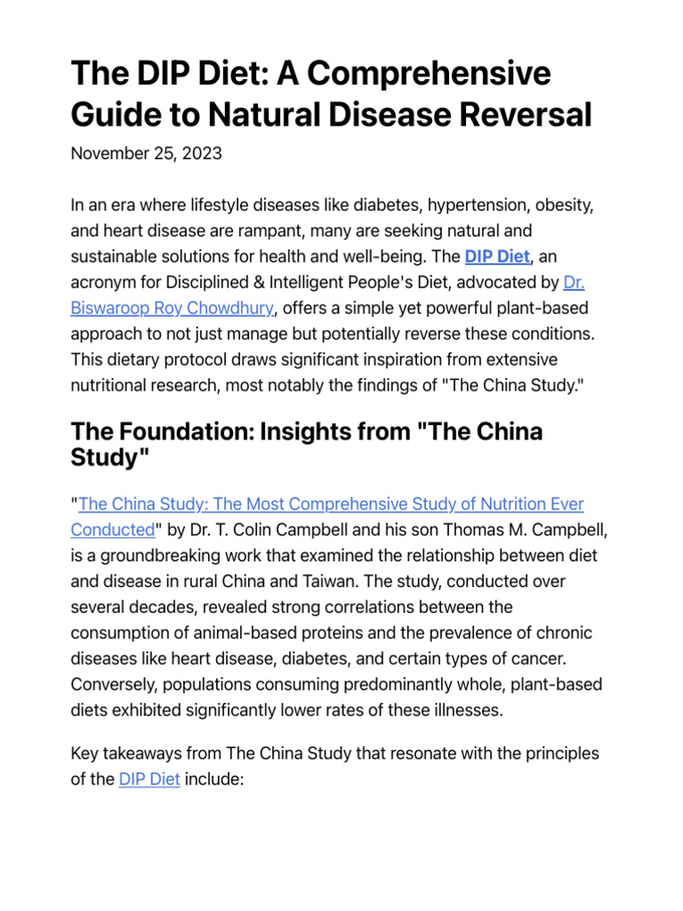 The DIP Diet For Disease Reversal | PDF | Dieting | Diet (Nutrition)