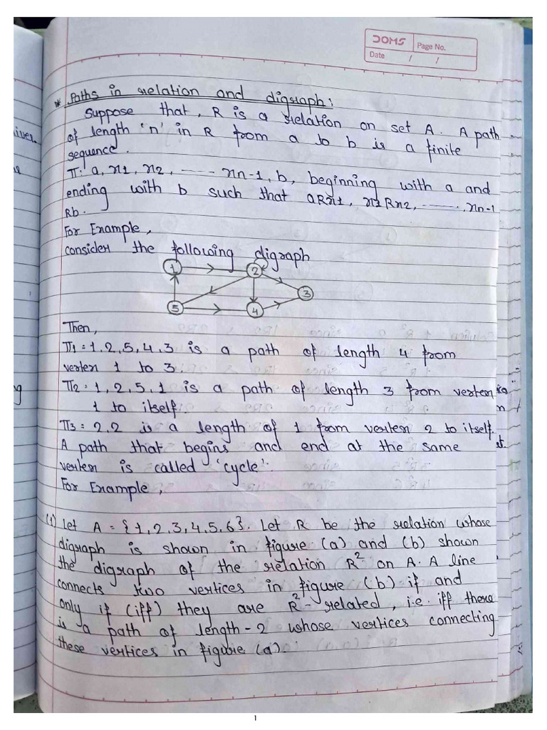 Paths in Relation and Diagraph | PDF
