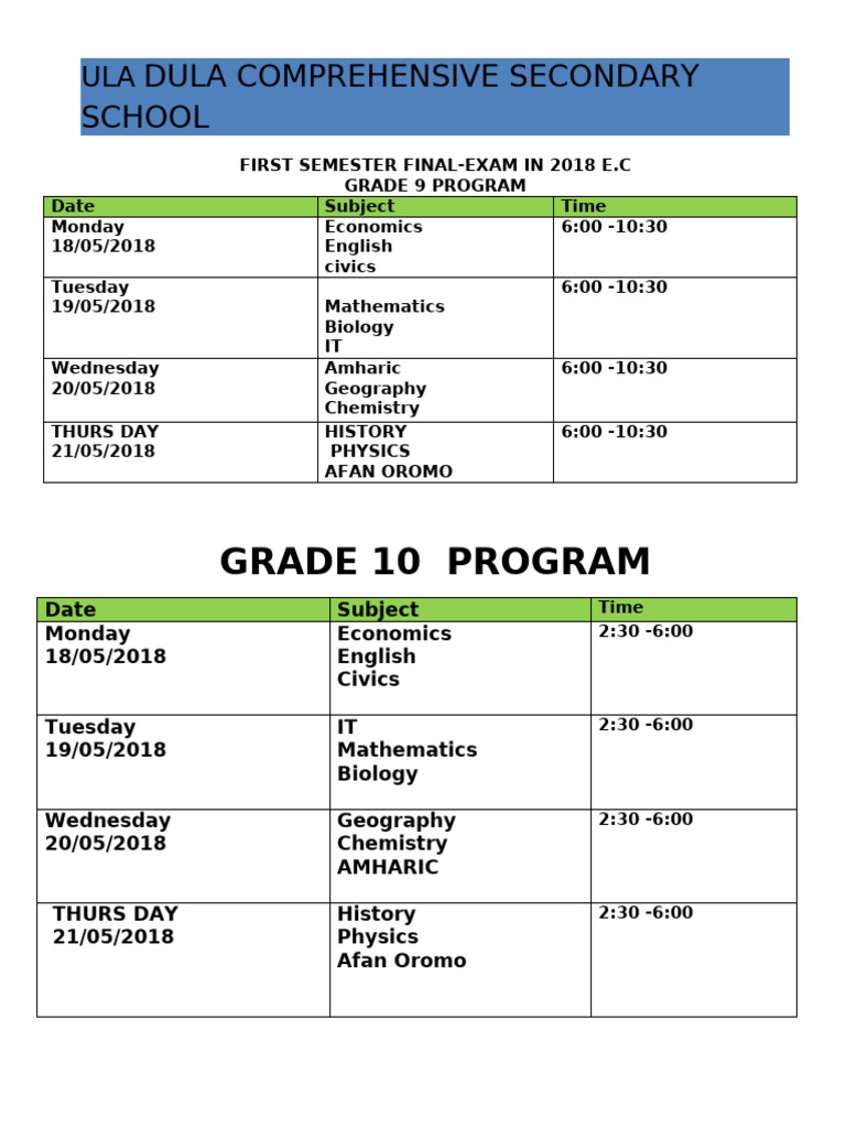 1st Sem - Final Exam Program | PDF