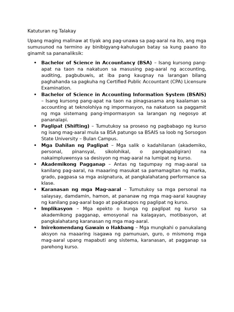 Katuturan NG Talakay | PDF