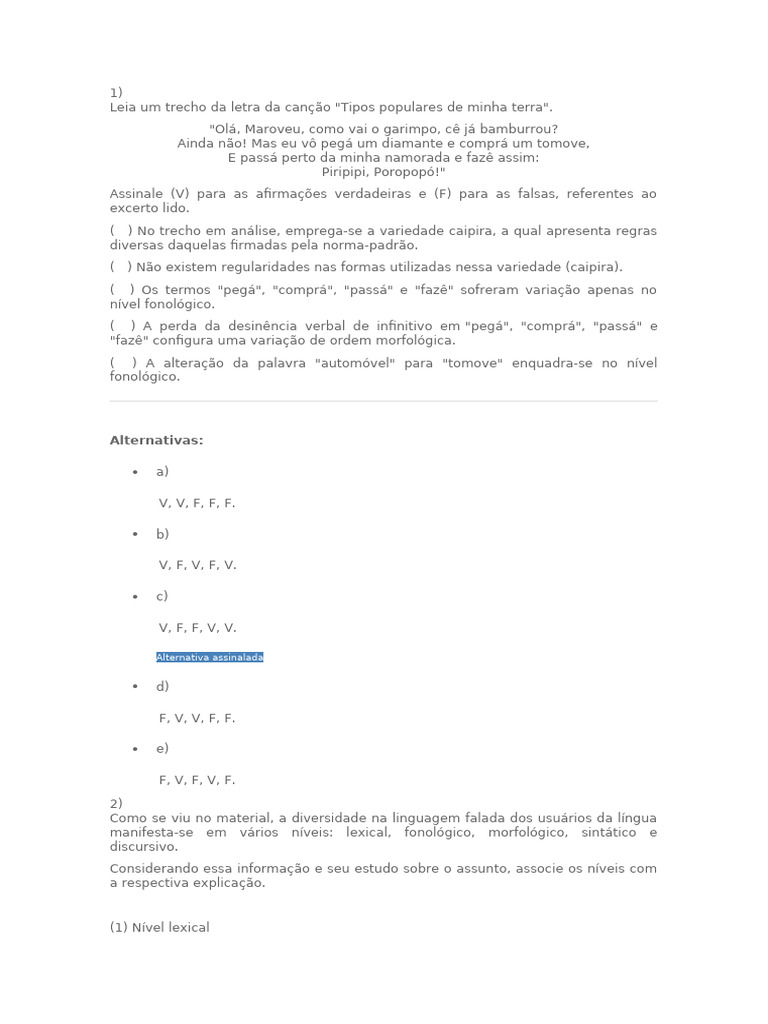 Av1 e Av2 - Lingua Portuguesa para Docentes | PDF | Metáfora | Efeito ...