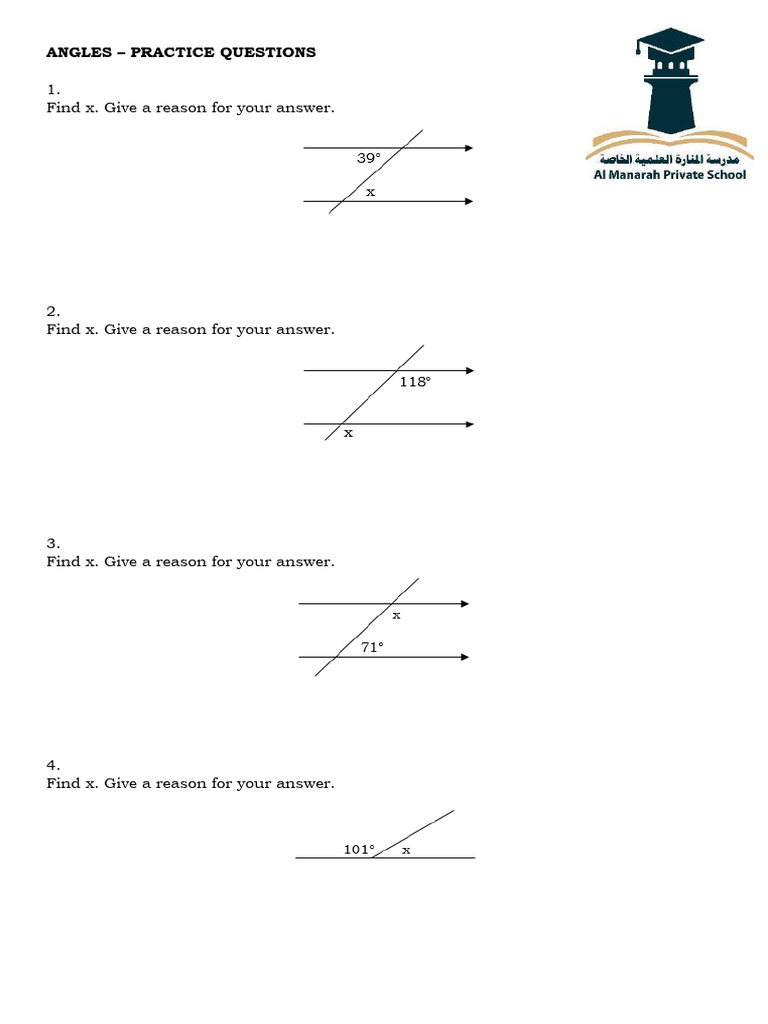 Grade 8 Angles Worksheet | PDF